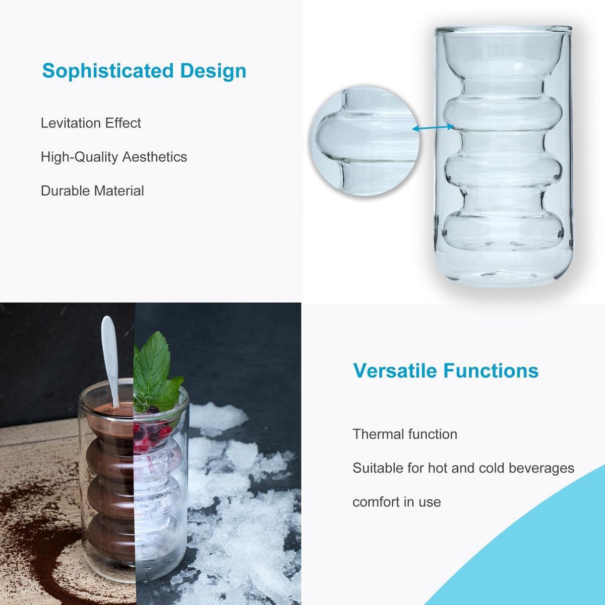 KAFFEE GLÄSER 260ml (6-tlg.) - Transparent, Glas - Intirilife