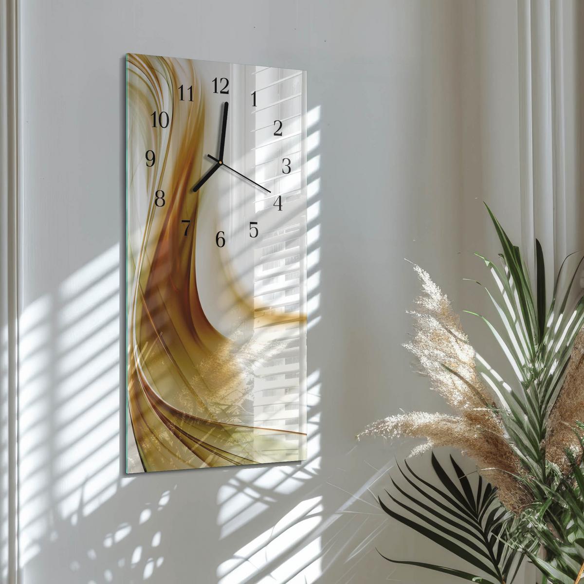 WANDUHR aus Glas 30x60 cm - Abstraktion - Braun, Glas (30/60/0.4cm) - TULUP