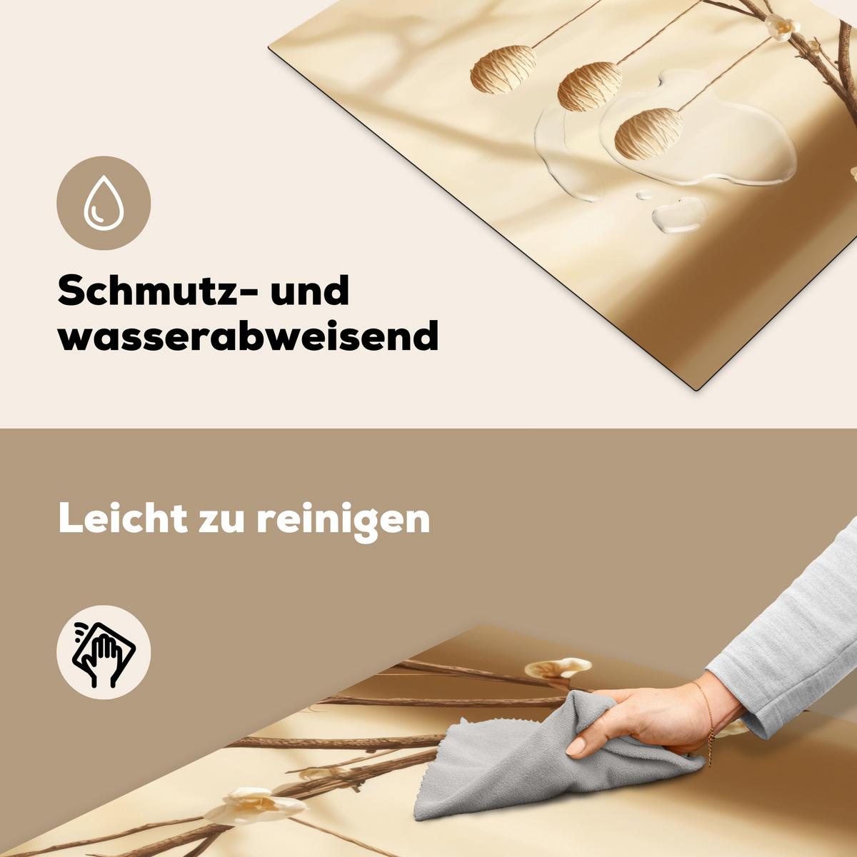 HERDABDECKPLATTE Beige - Osterkuchen - Eier Herdabdeckung Induktionsfeld 75x52 cm - Beige, Kunststoff (75/52/0.2cm) - MuchoWow