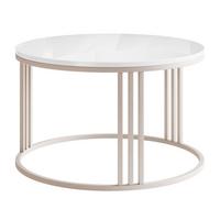 COUCHTISCH LORI Hochglanz auf kaschmirfarbenem Gestell Kaschmir / Weiß Hochglanz - Kaschmir/Weiß, Holzwerkstoff (70/70/48cm) - Lookway