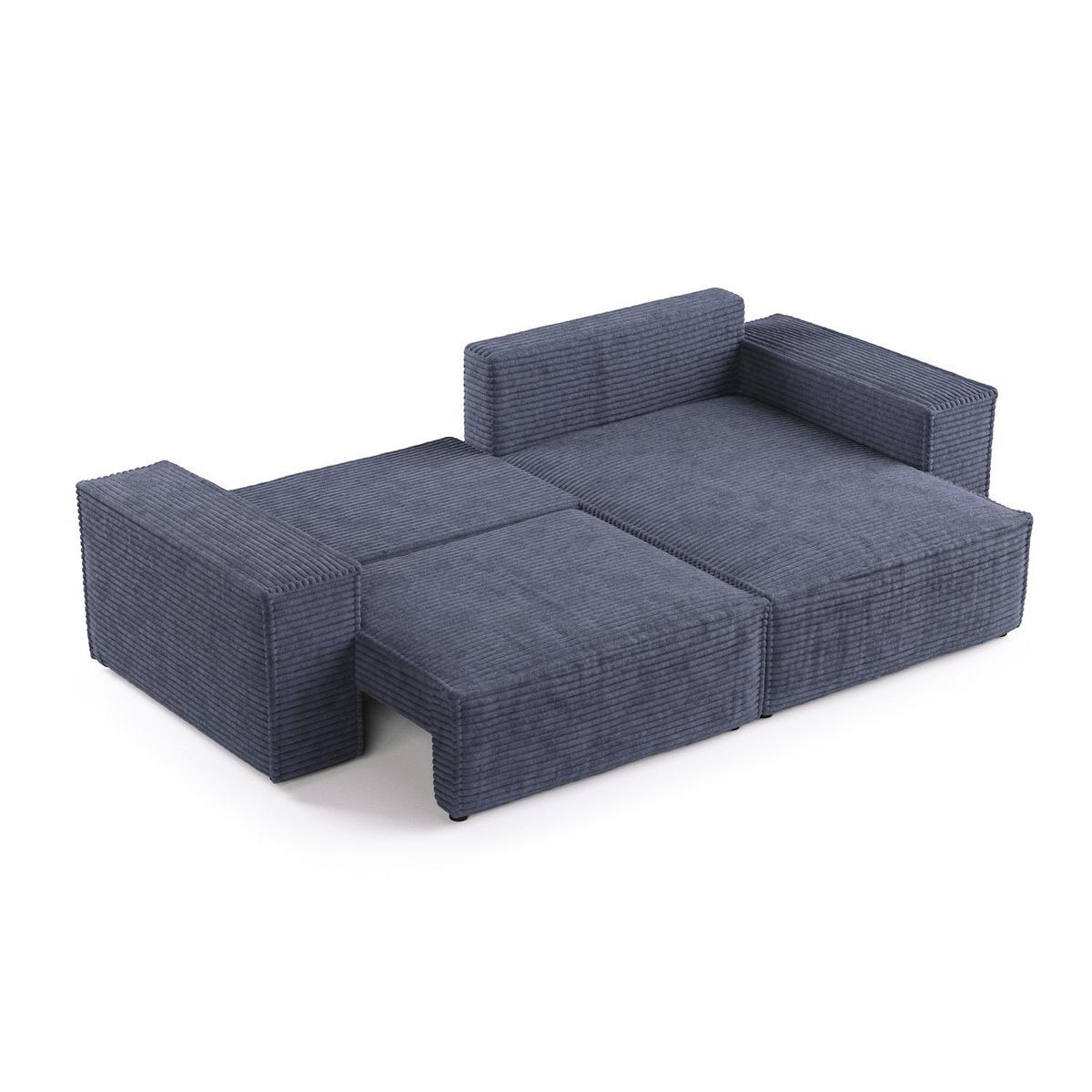 ECKSOFA SENSO mit Schlaffunktion Marineblau im Tilia Stoff - Schwarz/Dunkelblau, Holz/Holzwerkstoff (255/148cm) - AltaBeds