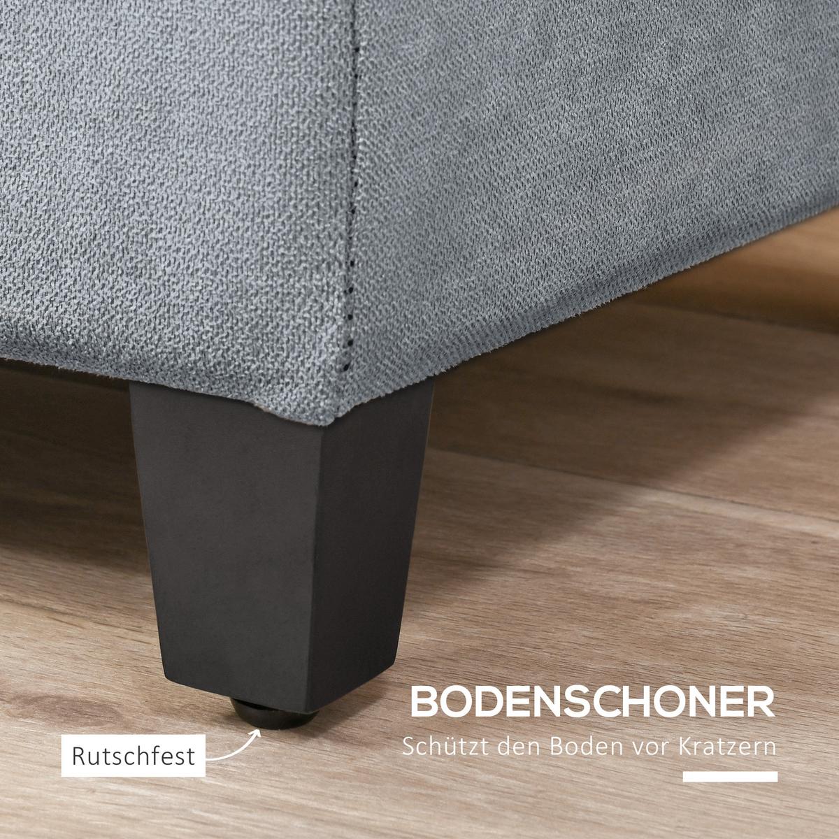 TRUHENBANK mit Deckel, Leinenoptik, Grau - Grau, Kunststoff (49/41.5/125cm) - HOMCOM