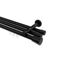 GARDINENSTANGE INNENLAUF Siteno Sitra 260 cm (geteilt in 2 x 130 cm), 3-läufig, 20 mm Ø Schwarz - Schwarz, Metall (260cm) - INTERDECO