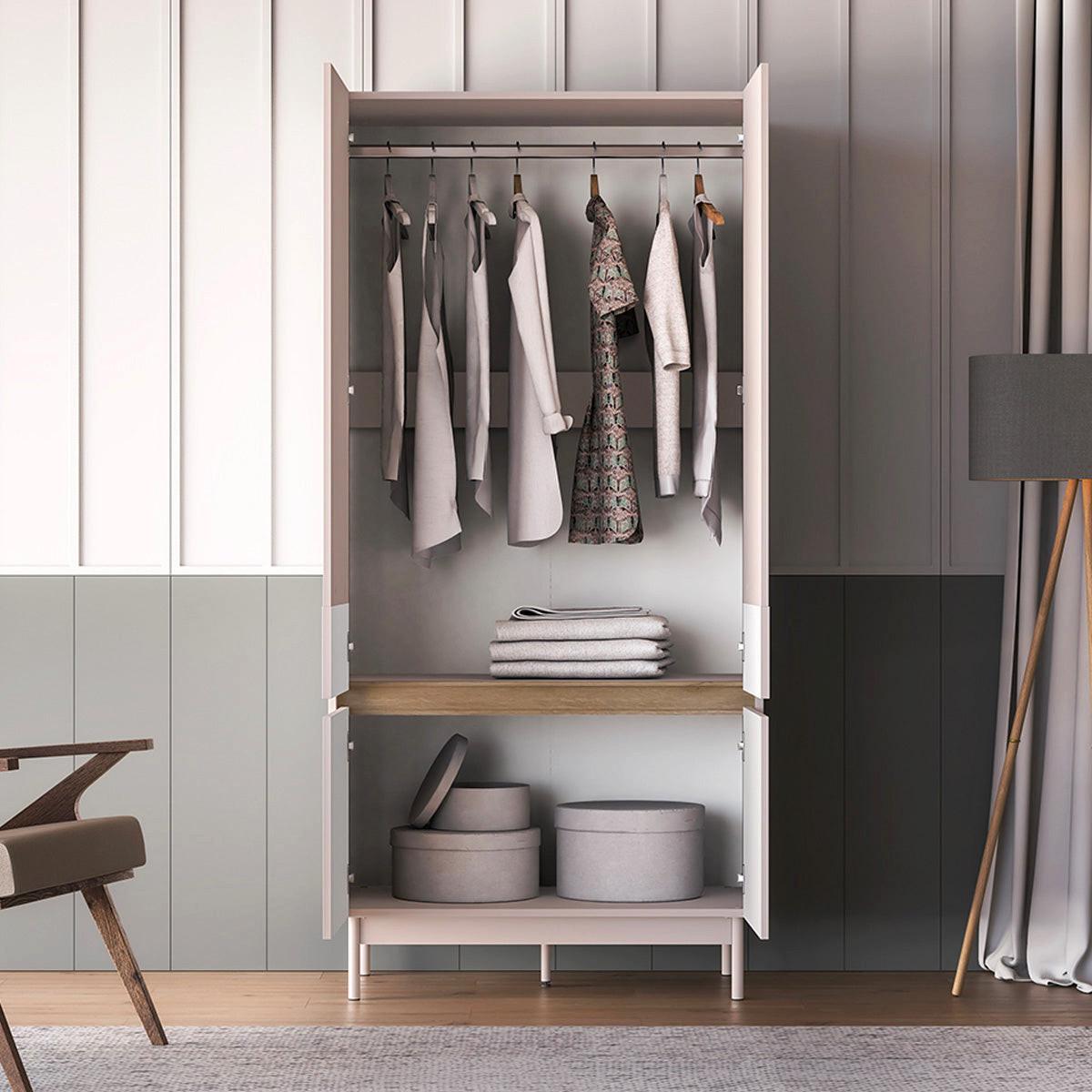 SCHRANK 4 Türen Connie Kaschmir und Holz - Beige, Holzwerkstoff (91.9/192.8/53cm) - Petits-meubles
