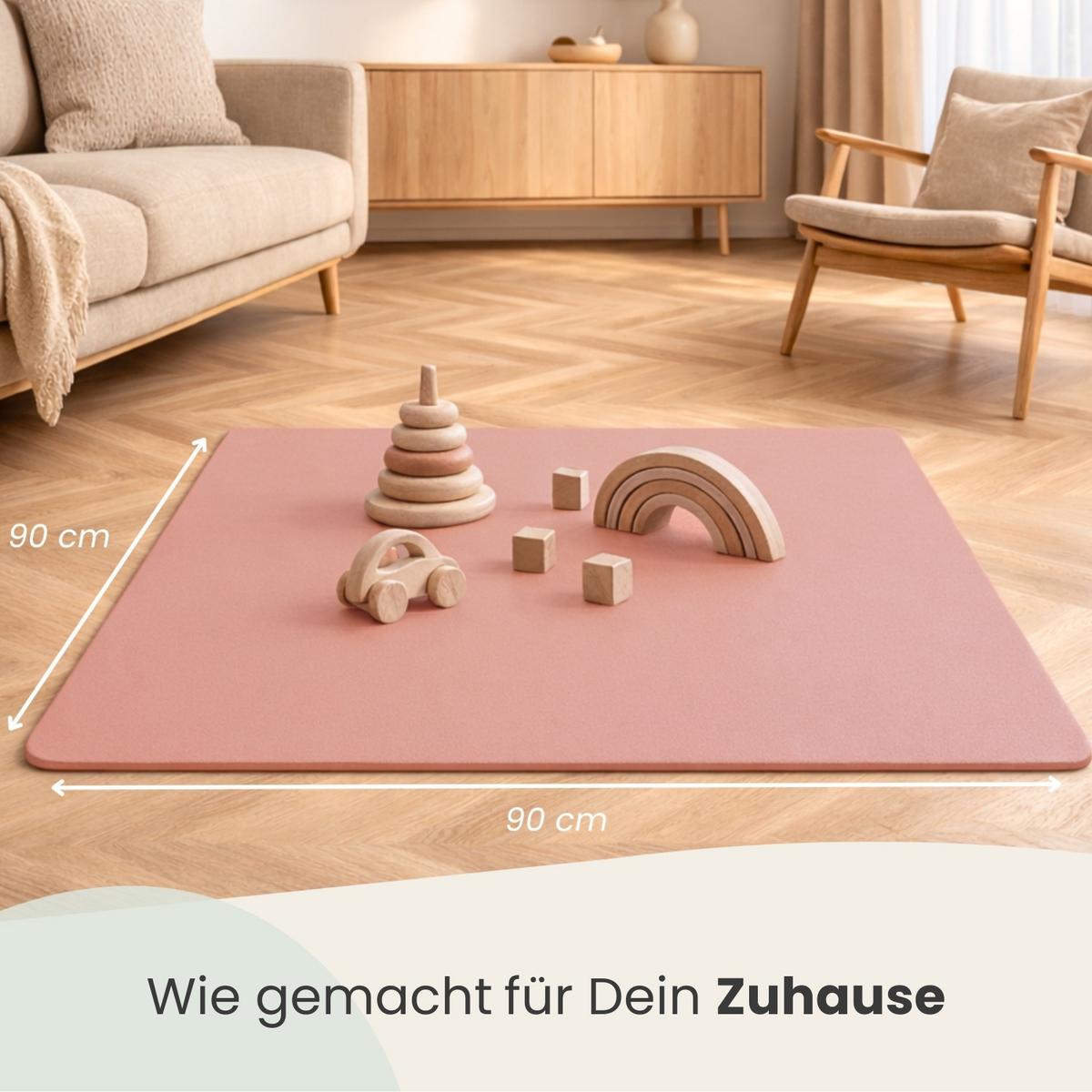 SPIELMATTE mit Rand - 90/90/1 cm Puzzlematte Rosa - Rosa, Kunststoff (30/30cm) - Littletom