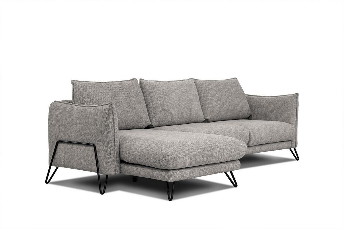 ECKSOFA HOSTEN 4-Sitzer, platinfarben - Platinfarben/Schwarz, Holzwerkstoff/Textil (158/269cm) - Wozimo