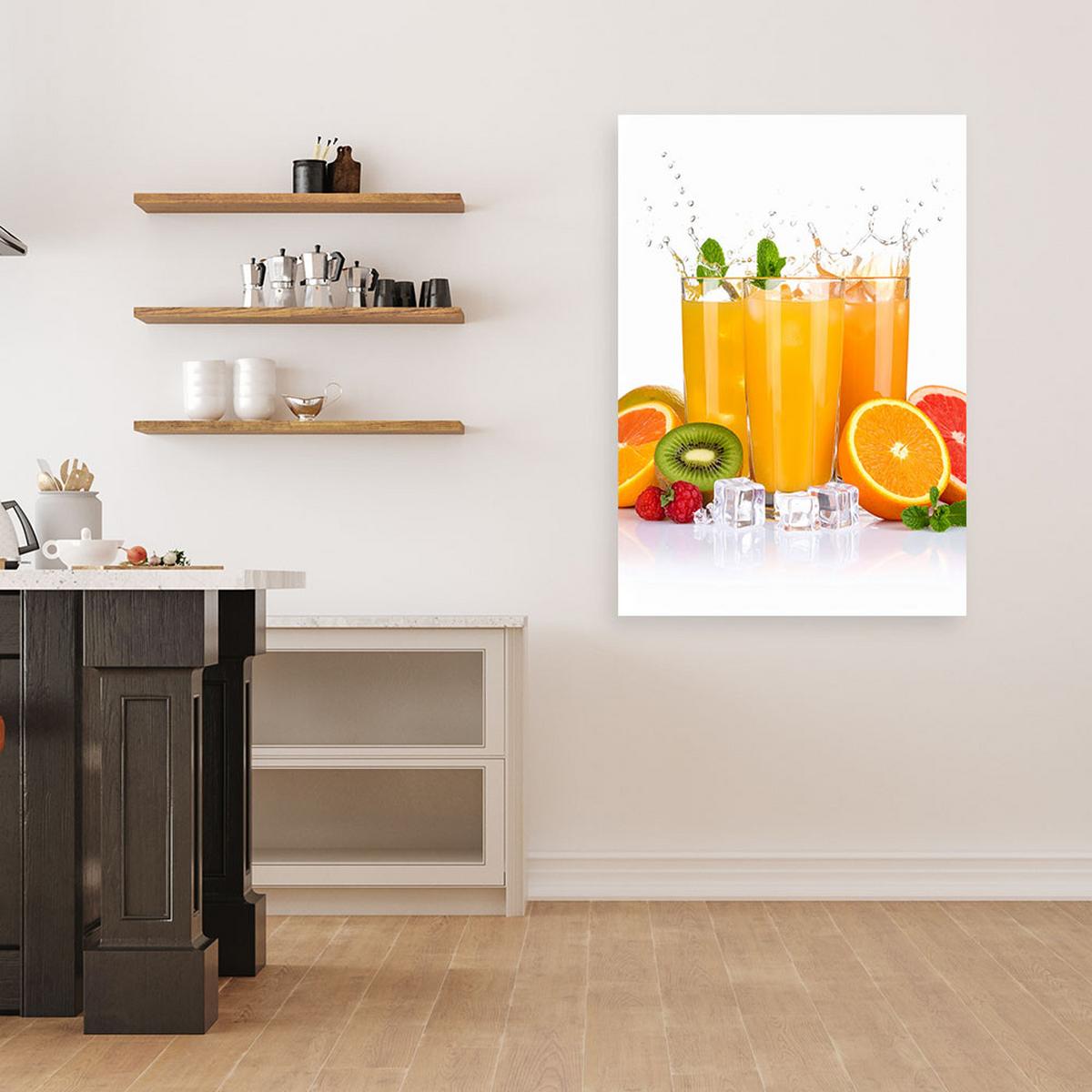 LEINWANDBILD Orangensaft mit Früchten 40x60cm - Gelb, Textil (40/60cm) - Feeby