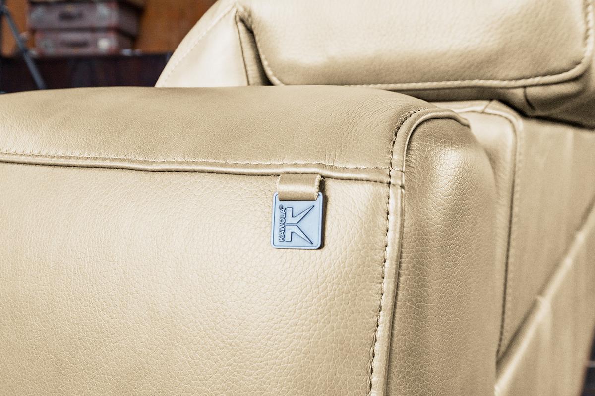 SOFA MIT RELAXFUNKTION FINN Cremeweiß Leder Relaxfunktion - Creme/Schwarz, Leder/Kunststoff (210/80/107cm) - KAWOLA