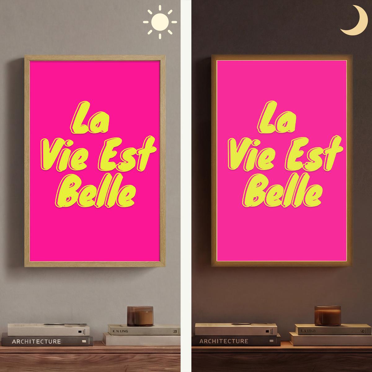 WANDLEUCHTE MIT AKKU Zitat - Retro - Rosa 40x60 cm - Pink, Holzwerkstoff (40/60/8cm) - OnlyWow