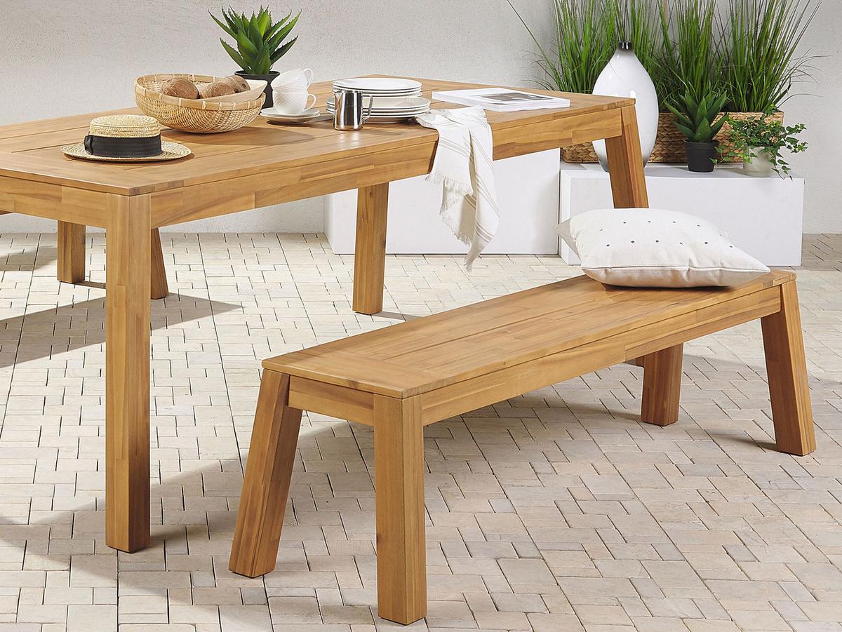 GARTENBANK Akazienholz hellbraun 160/36 cm Livorno - Hellbraun, Holz (169/46/45cm) - Beliani