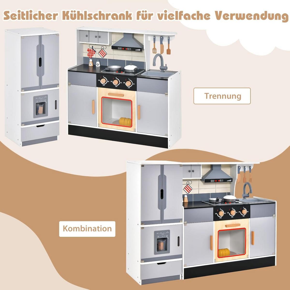KINDERKÜCHE Grau - Grau, Holz (111/82/32cm) - COSTWAY