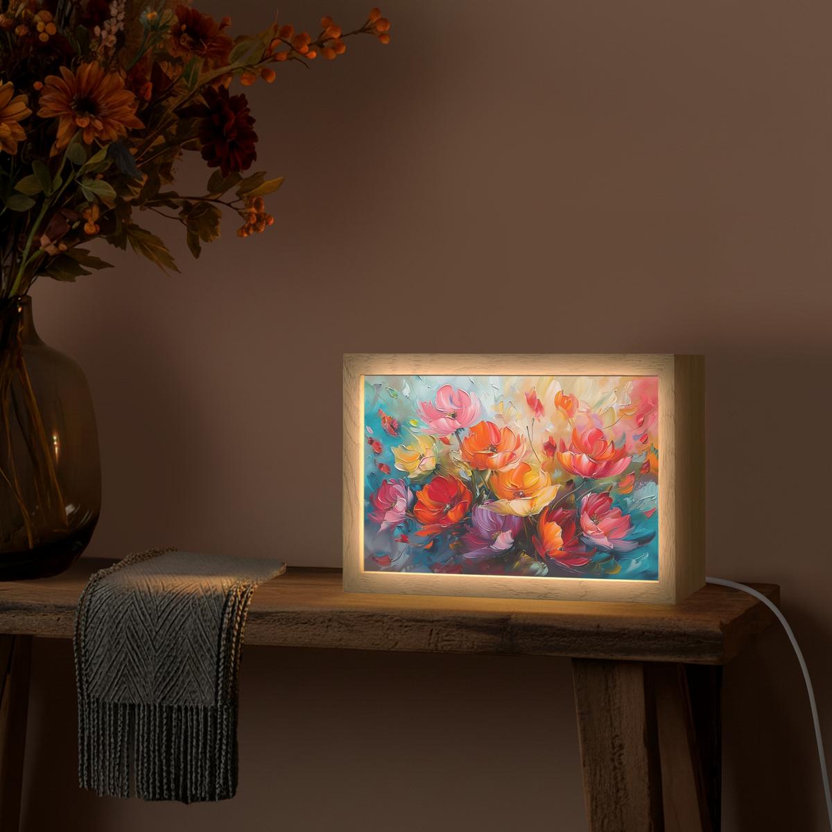 TISCHLEUCHTE Blumen - Bunt - Malerei - Abstrakt - Kunst 30x20 cm - Alufarben, Holzwerkstoff (8/30/20cm) - OnlyWow