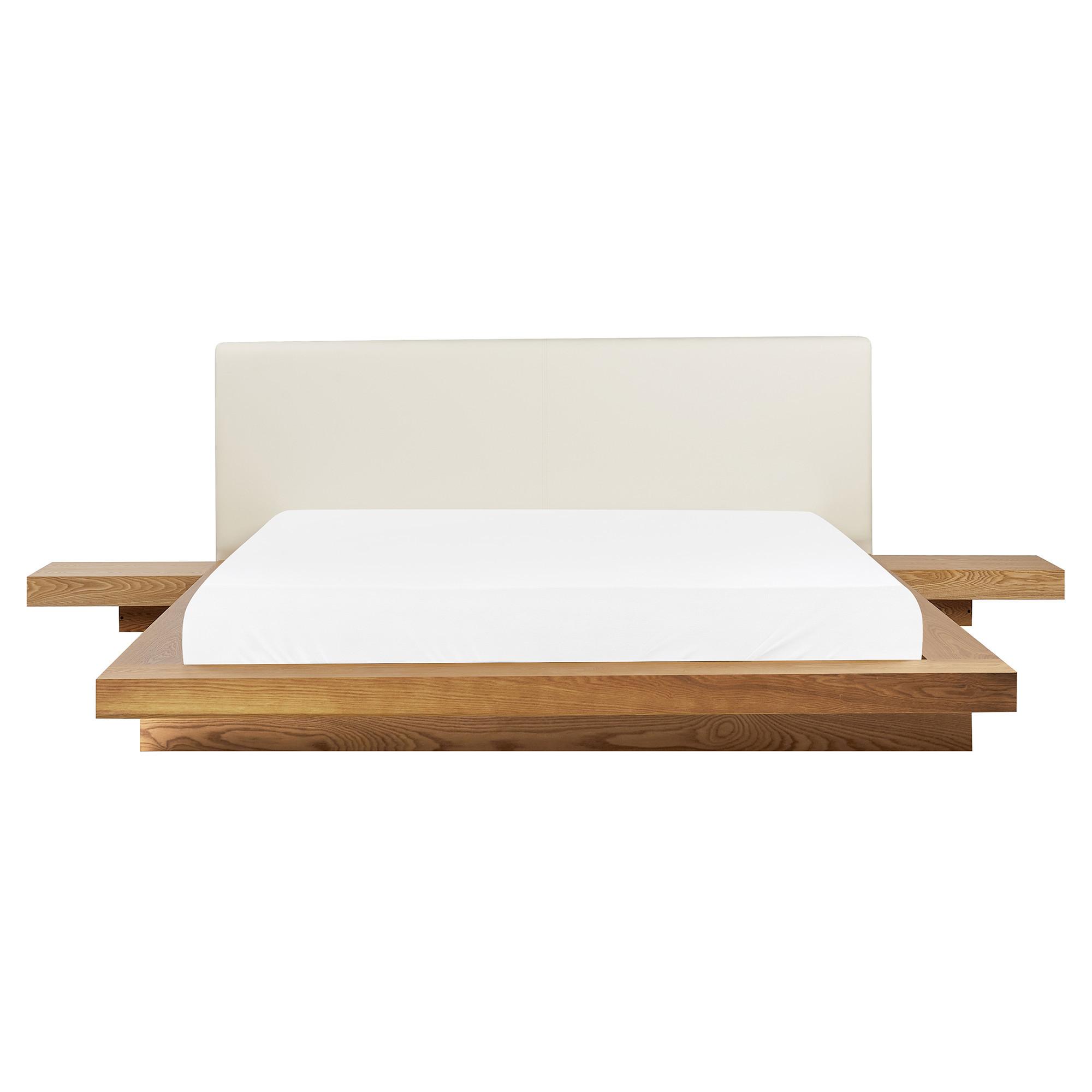 BETT mit Lattenrost 160x200 cm Heller Holzfarbton Zen - Hellbraun, Holzwerkstoff (160/200cm) - Beliani