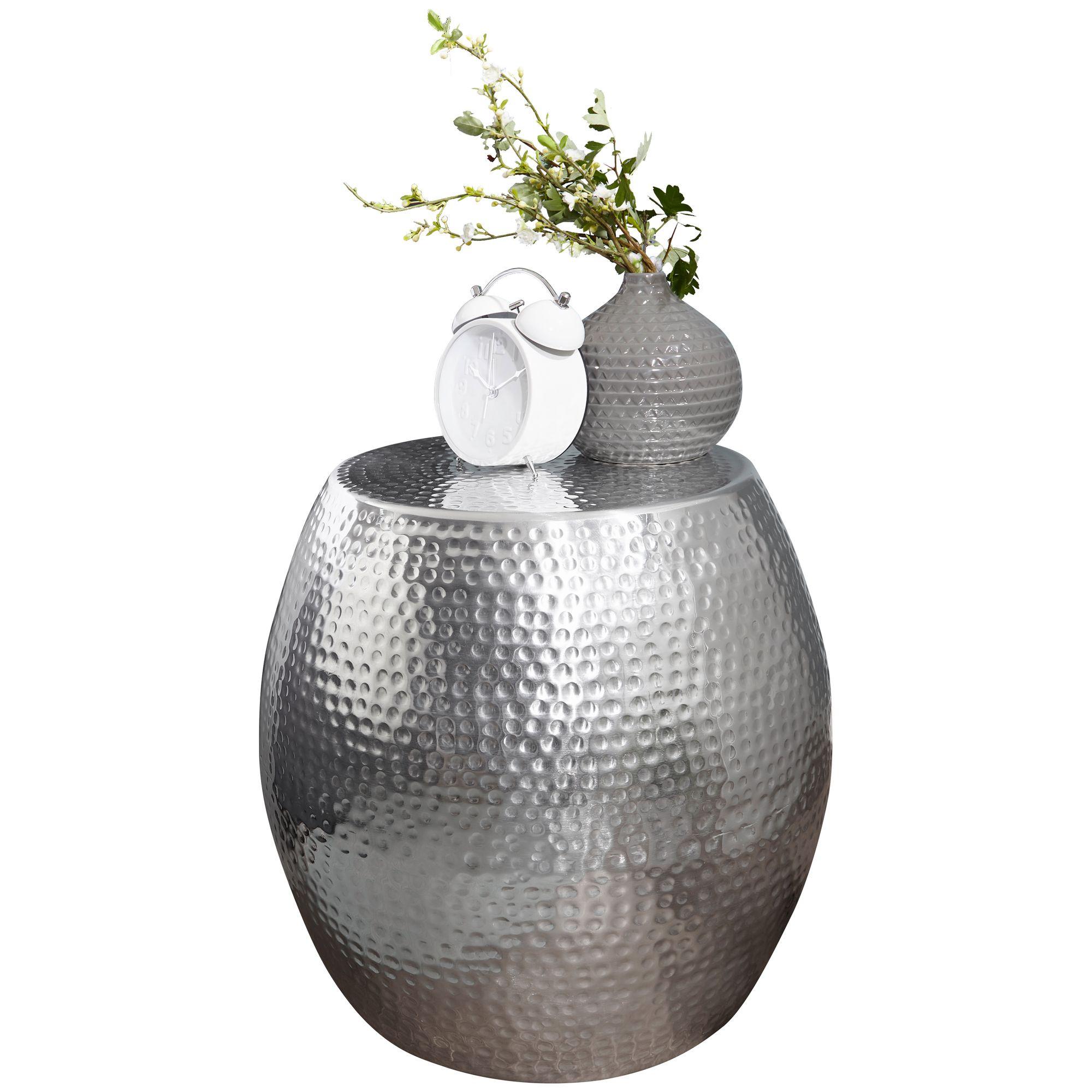 BEISTELLTISCH Aluminium Hammerschlag ENNS, Silber 42x42x42 cm - Silberfarben, Metall (42/42/42cm) - KADIMA DESIGN