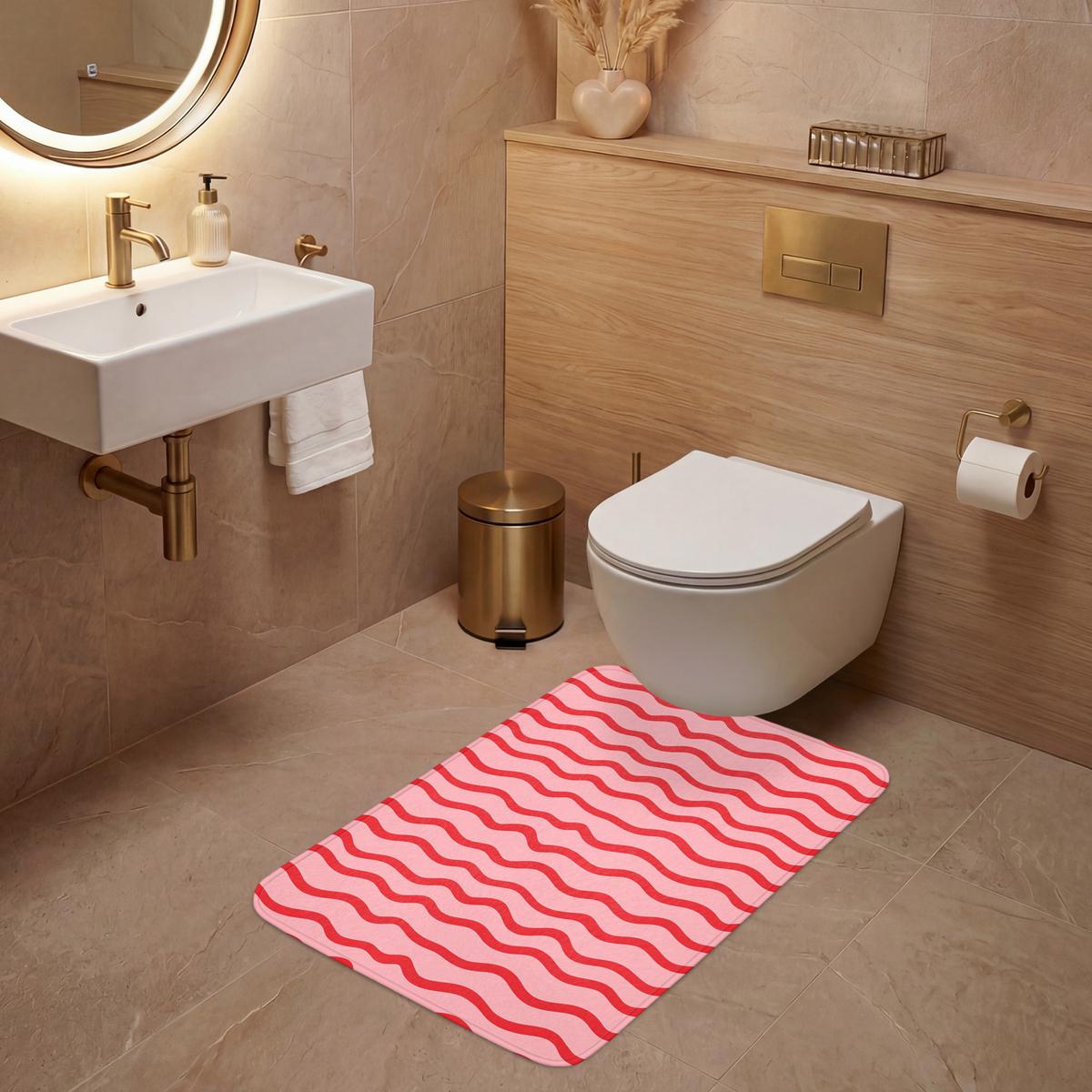 WC-VORLEGER Verspielt - Muster - Rot Toilettenvorleger 60x90 cm - Rosa, Textil (60/1cm) - OnlyWow
