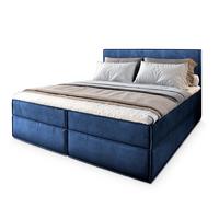 BOXBETT PELLIO 200x200 cm mit Matratze und Topper, H2+H3 - Blau - Blau, Holz (200/200cm) - MASSENO