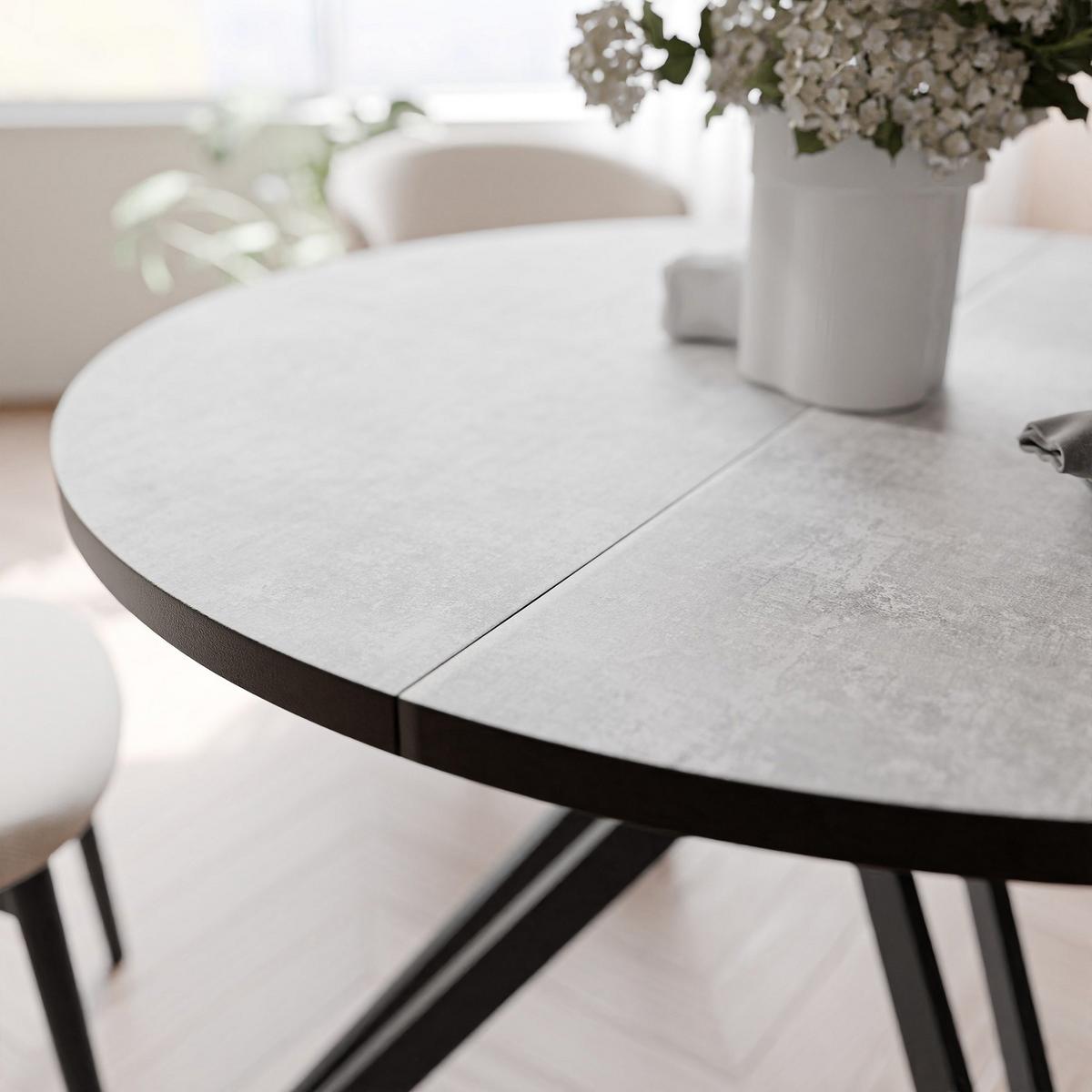 ESSTISCH ausziehbar aus MDF, Grau - Schwarz/Grau, Holzwerkstoff (120/120/76cm) - Idohome