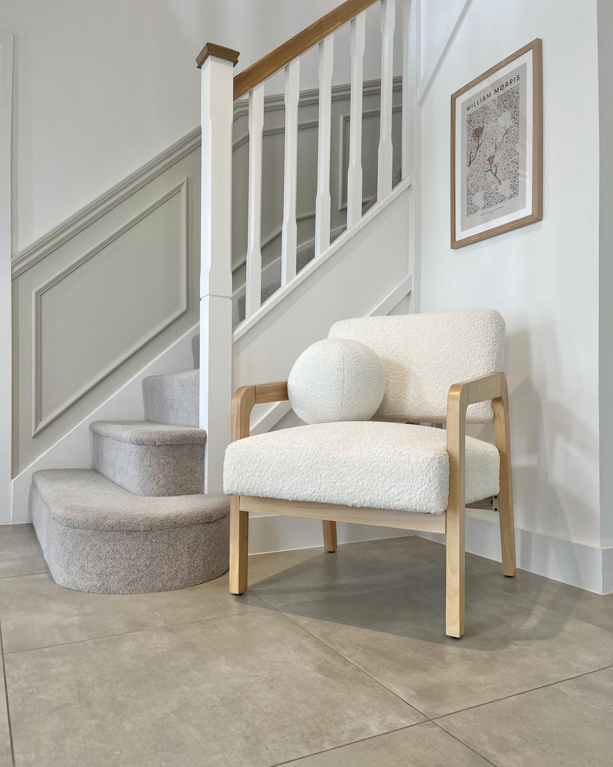 SESSEL Bouclé Cremeweiß Hjo - Hellbraun/Weiß, Textil (61/76/68cm) - Beliani