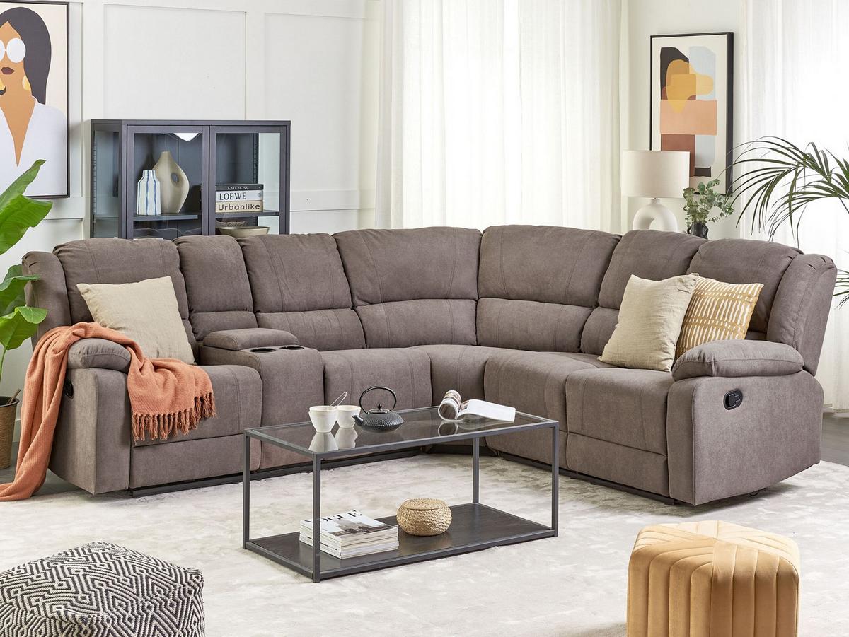 ECKSOFA Polsterbezug Taupe Rokke - Taupe, Textil (233/200cm) - Beliani