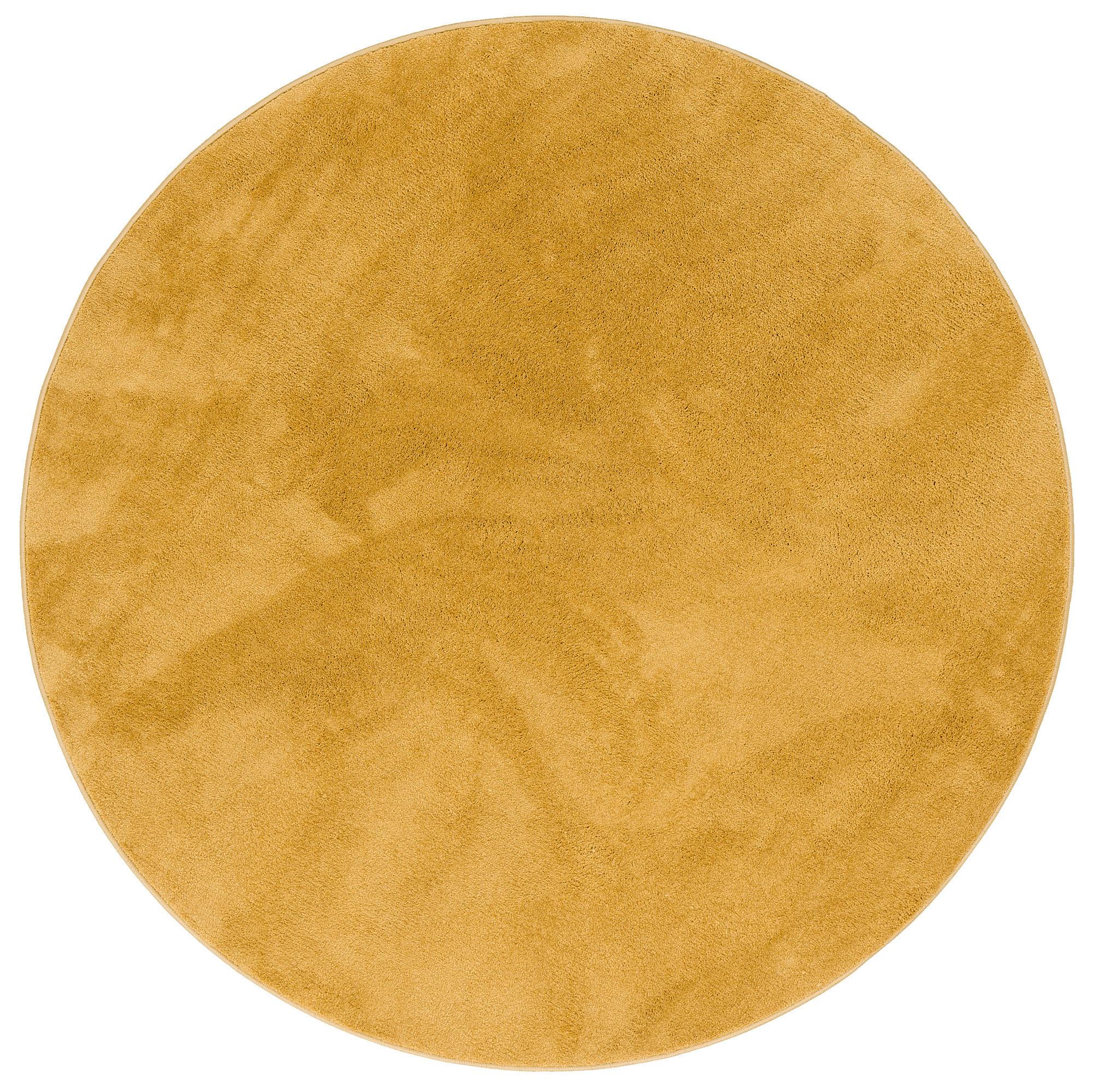 LUXUS SUPER SOFT HOCHFLOR LANGFLOR TEPPICH DELUXE RUND - Currygelb, Textil (100/100cm) - Snapstyle