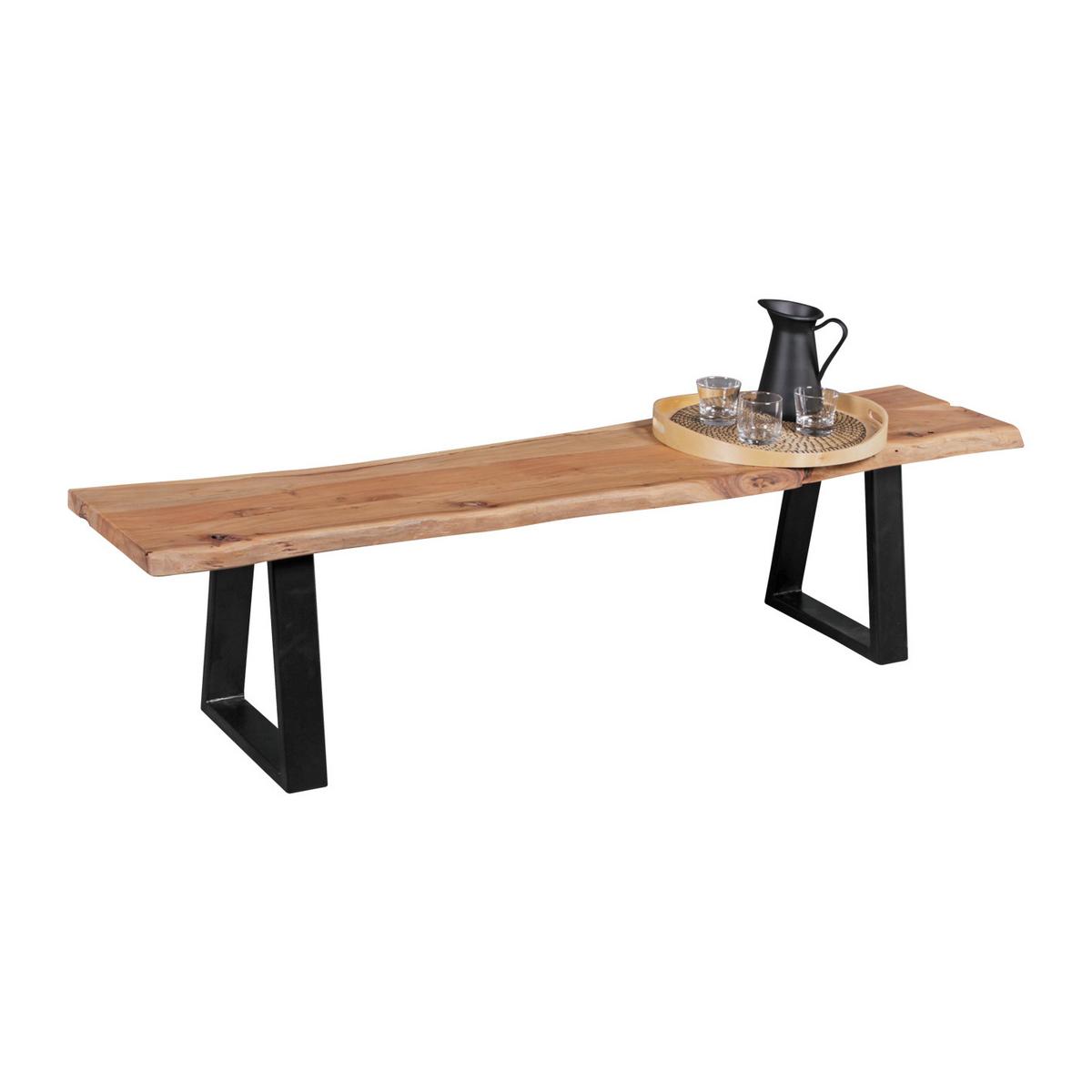 ESSZIMMERBANK Akazienholz Metall schwarze Füße, Beige 160x40x45 cm - Beige/Schwarz, Holz/Metall (160/45/40cm) - KADIMA DESIGN
