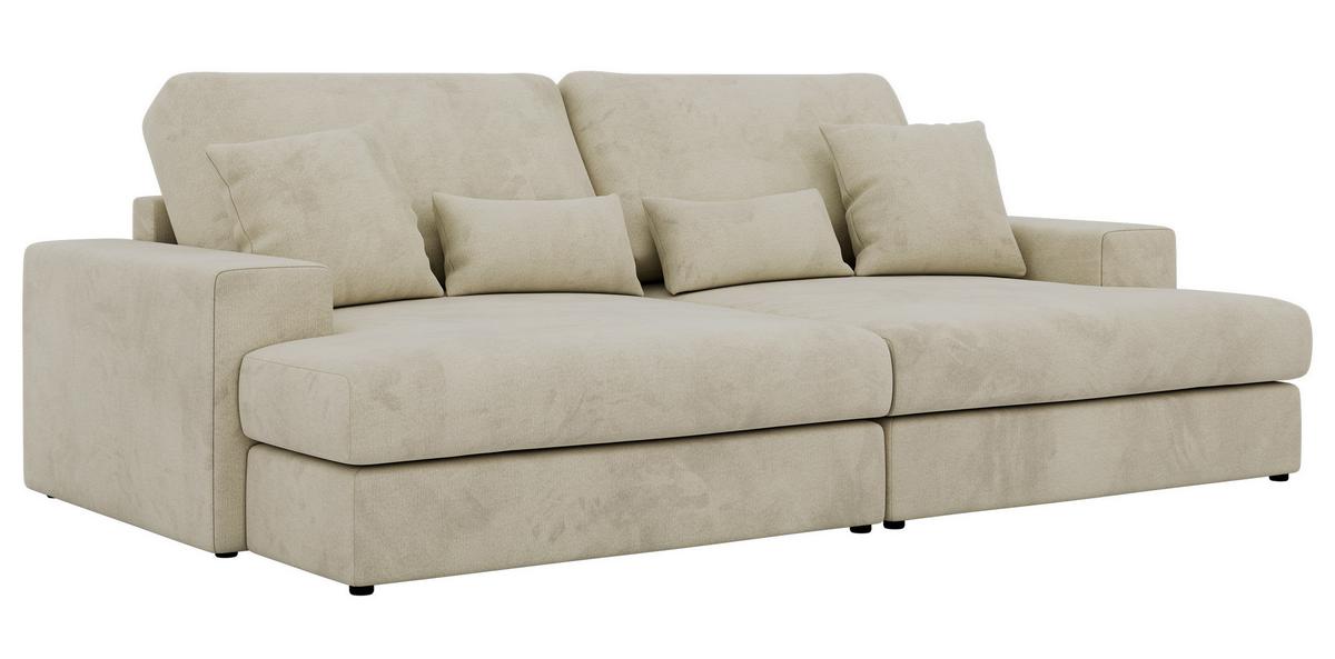 3-SITZER SOFA ANERO - Beige Velvet - Beige/Schwarz, Kunststoff/Textil (292/107/163cm) - MKS