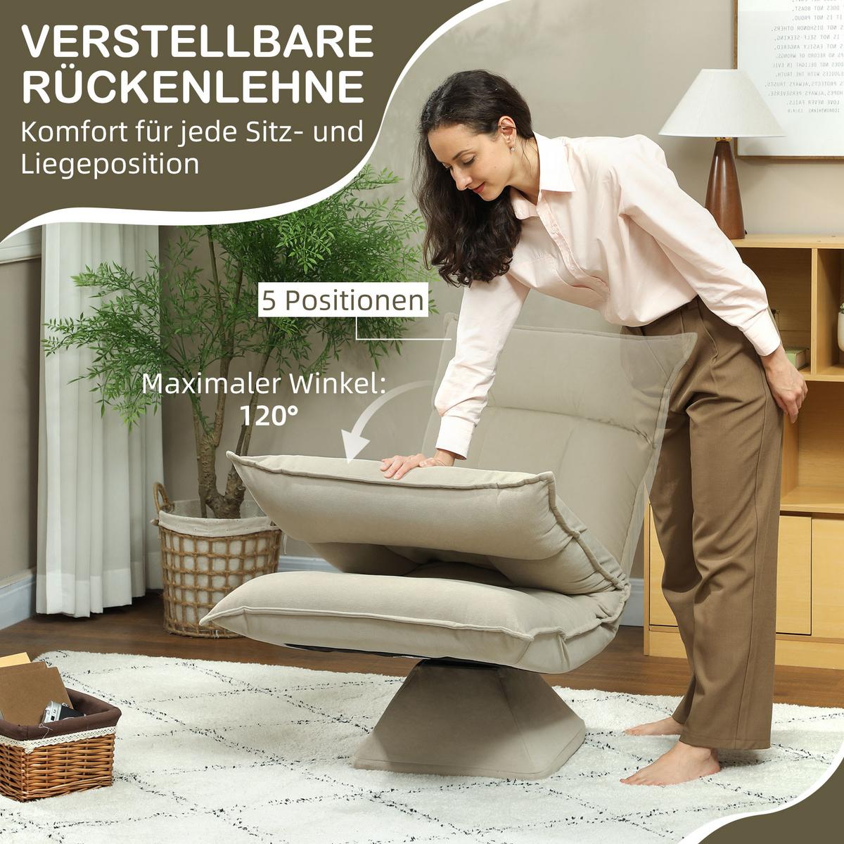 BODENSTUHL Polyester Beige - Beige, Kunststoff (62/95/70cm) - HOMCOM