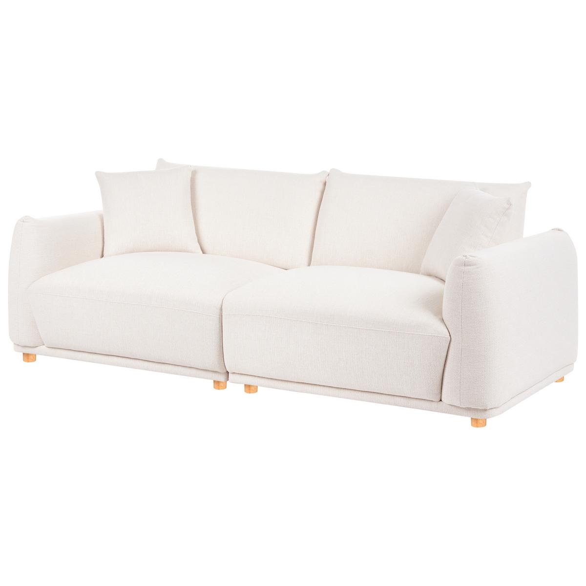 3-SITZER-SOFA Stoff Cremeweiß Jubek - Creme, Textil (214/81/104cm) - Beliani