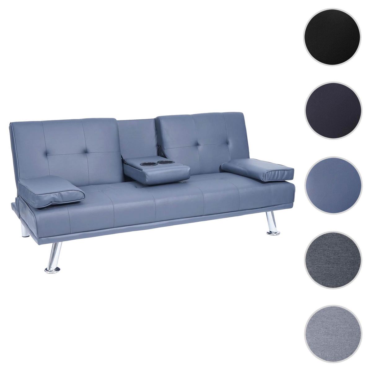 3ER-SOFA Blau - Blau/Dunkelblau, Textil (166/77/81cm) - MCW