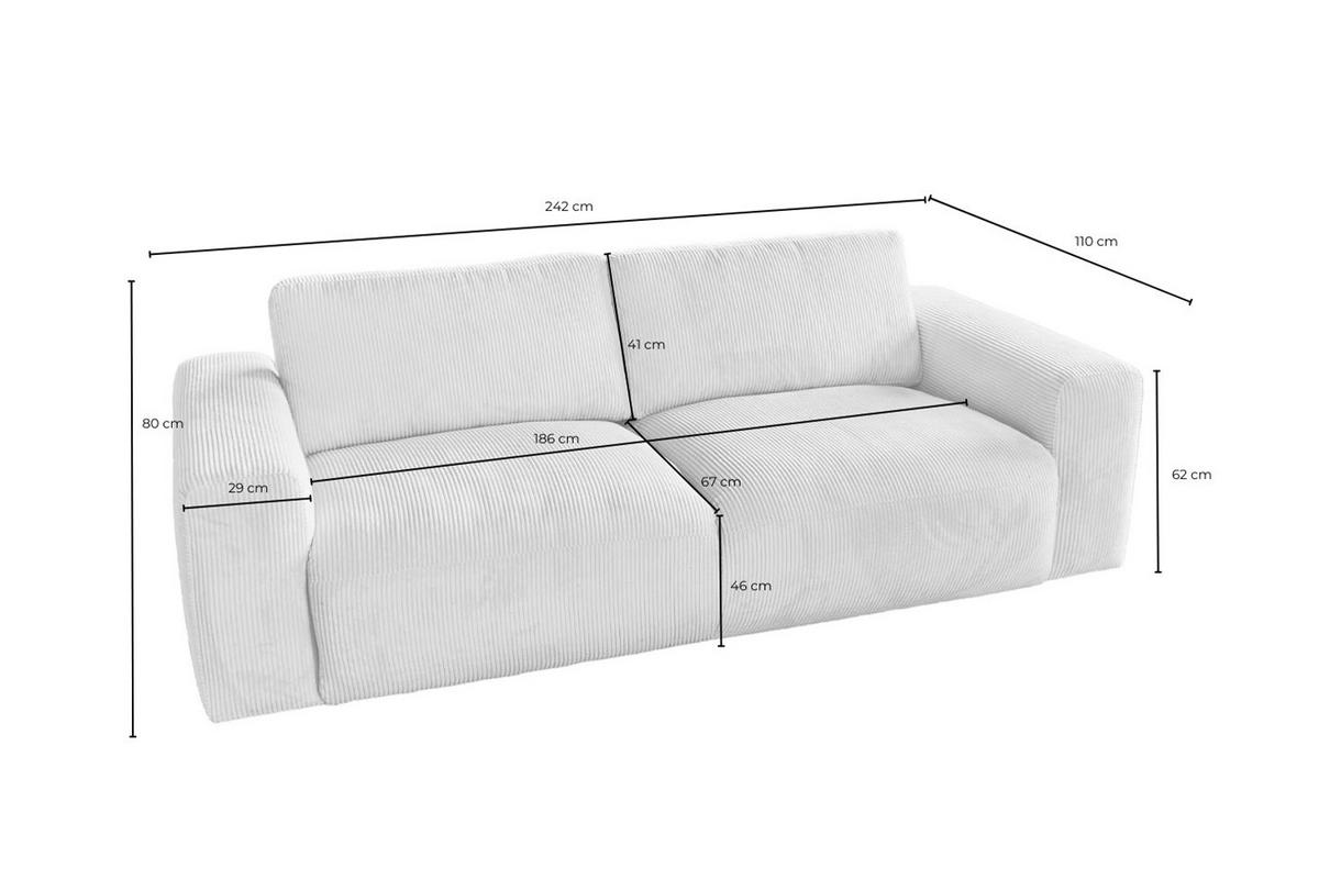 SOFA BODHI Pink Cord - Schwarz/Rosa, Kunststoff/Textil (242/80/110cm) - KAWOLA