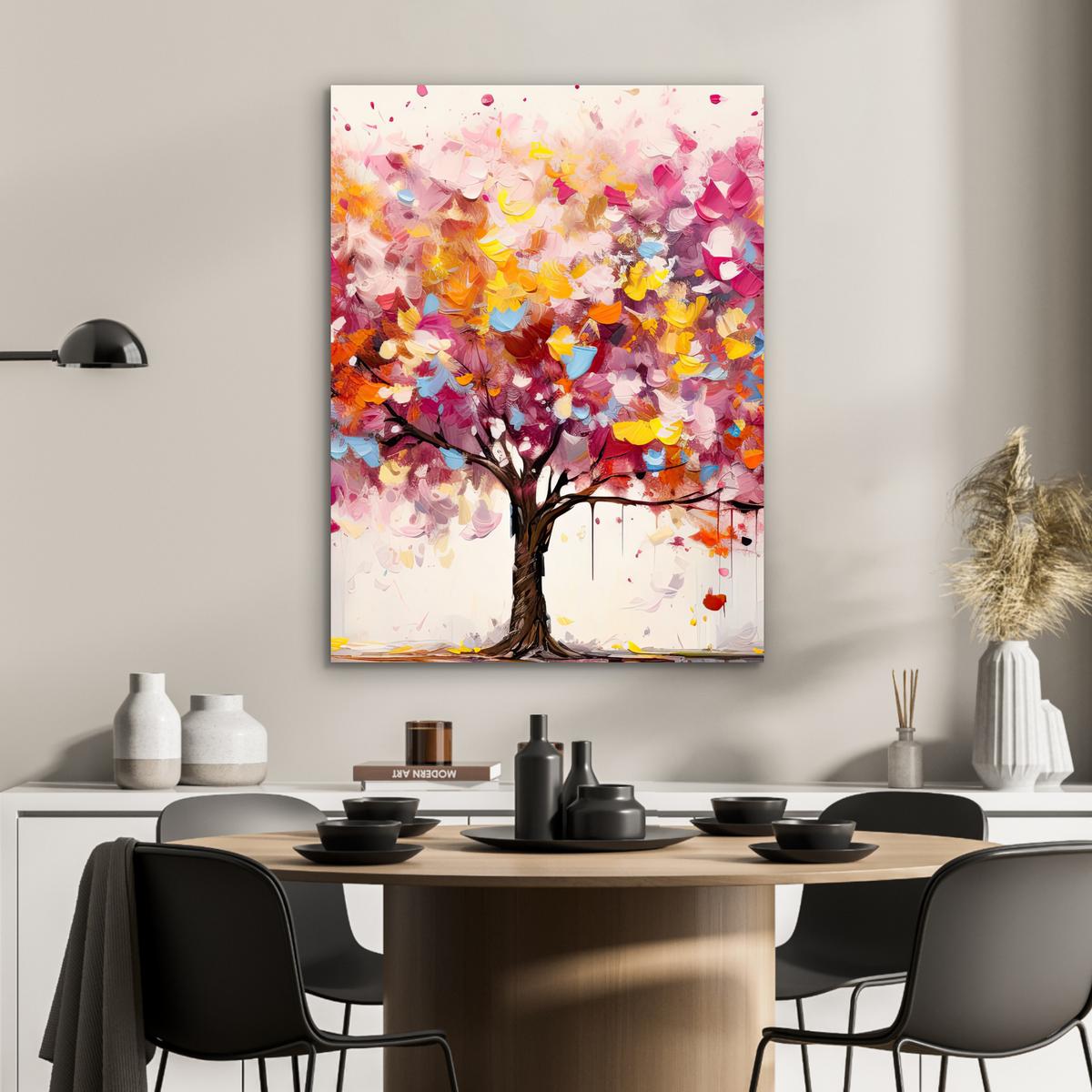 METALLBILD Aquarell - Baum - Kunst - Abstrakt 60x80 cm - Multicolor, Metall (60/80cm) - MuchoWow
