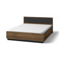 BETT Piano, Doppelbett 160×200, Mattschwarz + Warmia-Nussbaum - Dunkelbraun/Schwarz, Holzwerkstoff (160/200cm) - Beautysofa