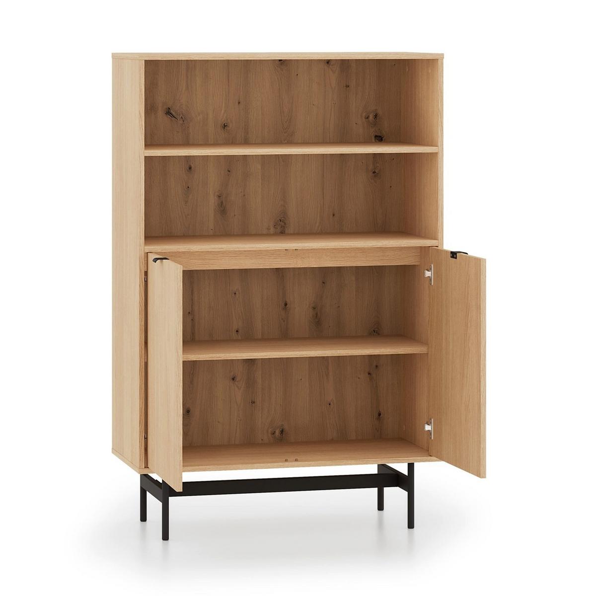 STANDREGAL HEGGERS Eiche Mavelie, 92 cm - Eichefarben/Schwarz, Holzwerkstoff/Metall (91.6/140/40cm) - Selsey