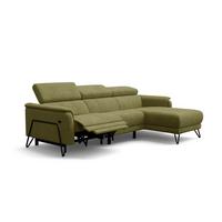 ECKSOFA RODEN 4-Sitzer mit Relax, olive, Veloursstoff - Grün, Holz/Textil (268/92cm) - Wozimo