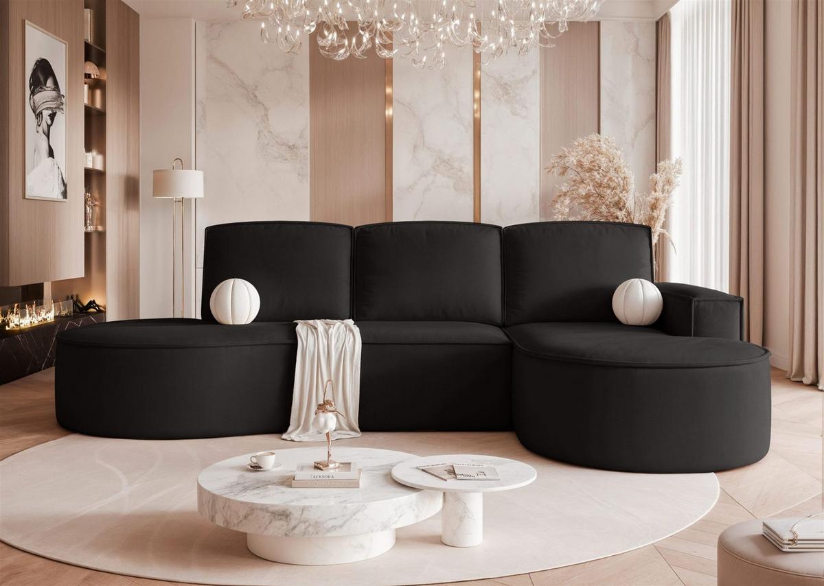ECKSOFA Arlet Mit Schlaffunktion - Schwarz, Holzwerkstoff/Textil (156/277cm) - Fun Möbel