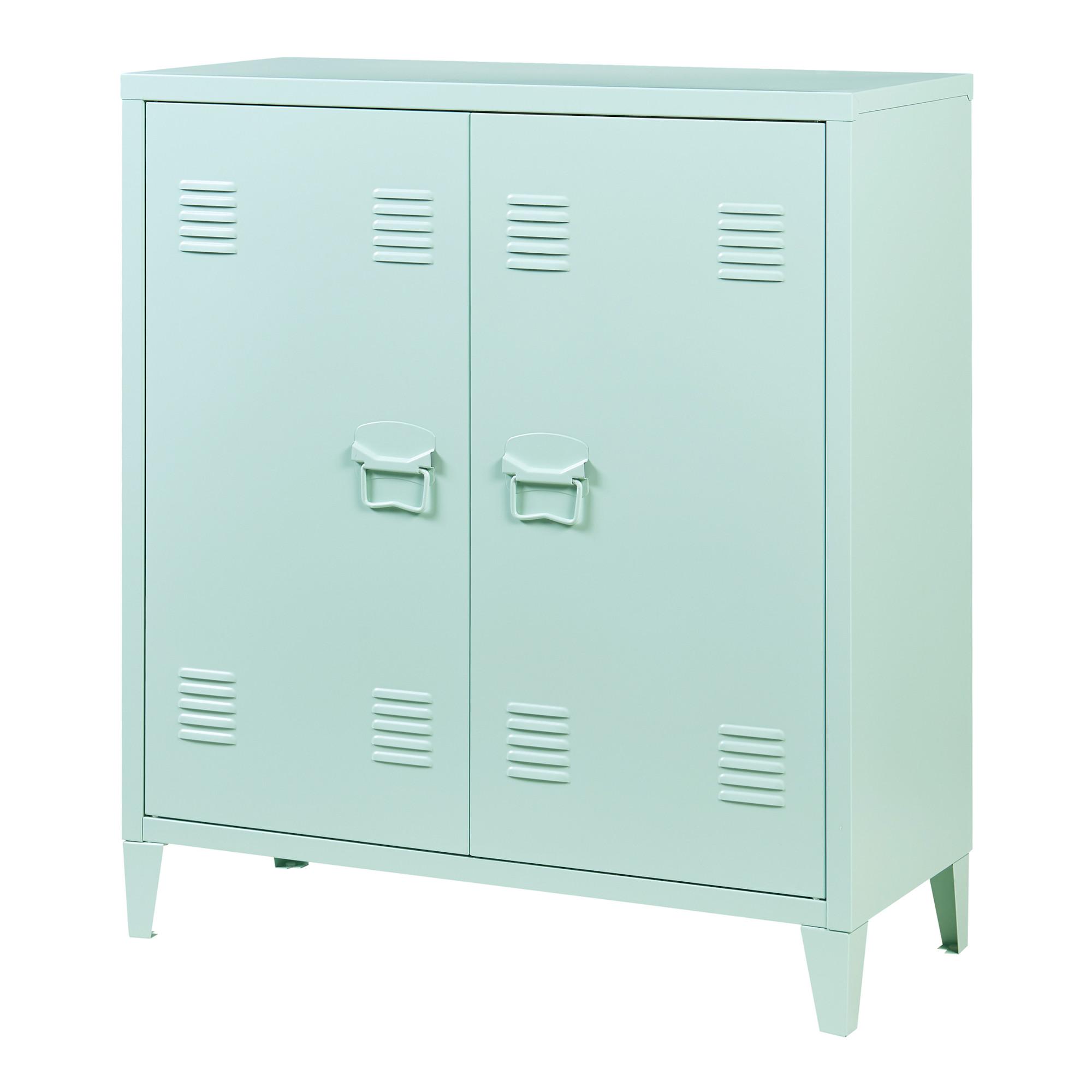 METALLSCHRANK Oripää - Pastellgrün, Metall (80/90/33cm) - [en.casa]