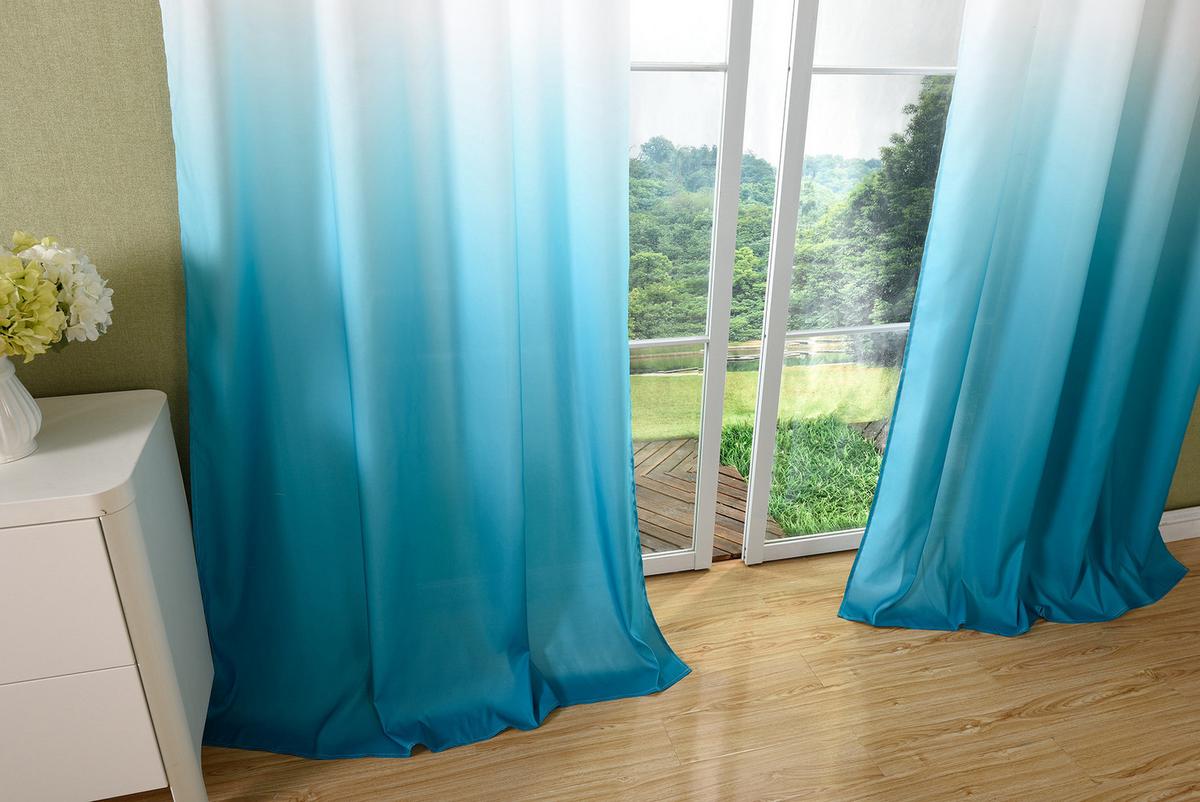 VORHANG FARBVERLAUF HxB 245x140 cm Türkis - Türkis, Textil (140/245cm) - Gardinenbox