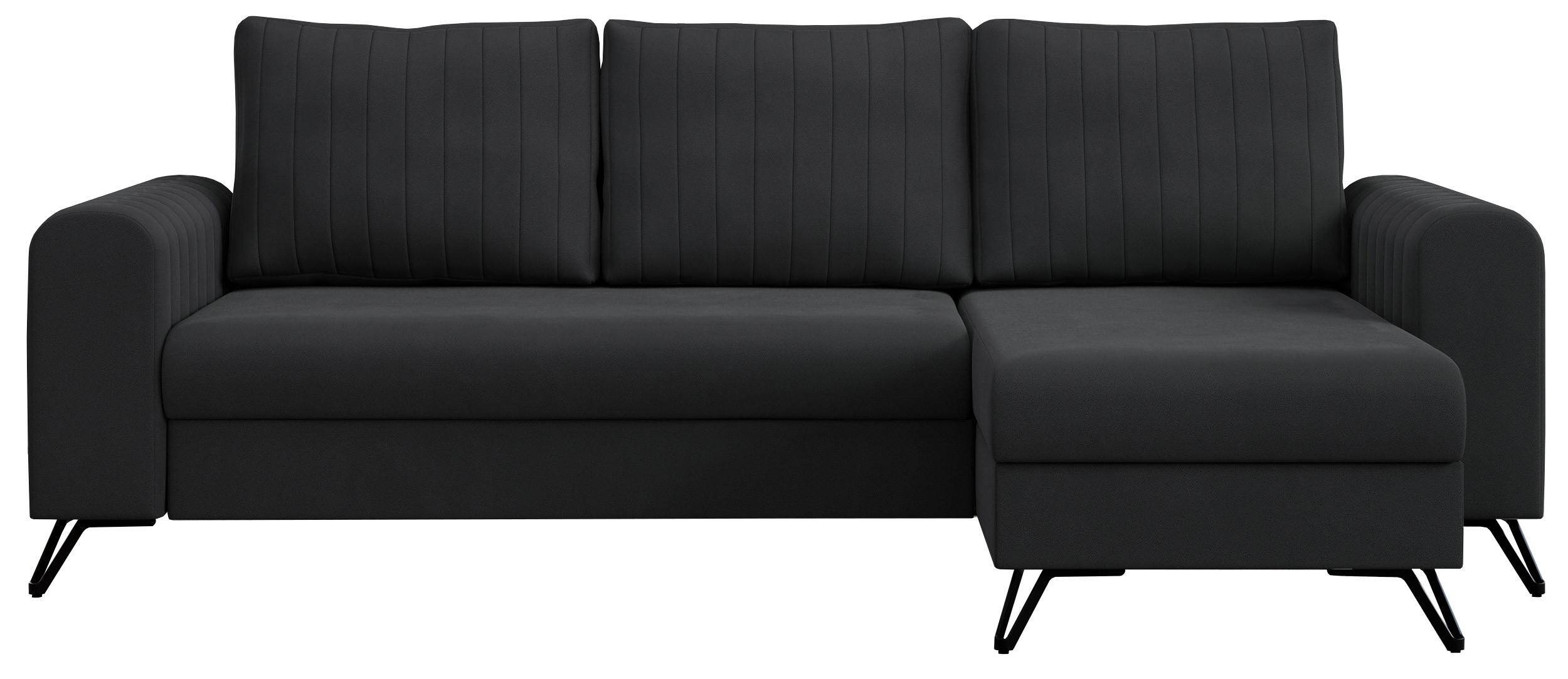 ECKSOFA Axel Samt Dunkelgrau - Dunkelgrau/Schwarz, Textil/Metall (242/140cm) - MKS