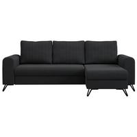 ECKSOFA Axel Samt Dunkelgrau - Dunkelgrau/Schwarz, Textil/Metall (242/140cm) - MKS