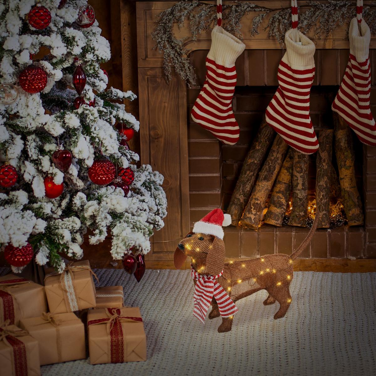 ECD-Germany LED DACKEL WEIHNACHTSDEKO Innen mit Mütze und Schal 60x43 cm 40 LED online kaufen ➤ mömax
