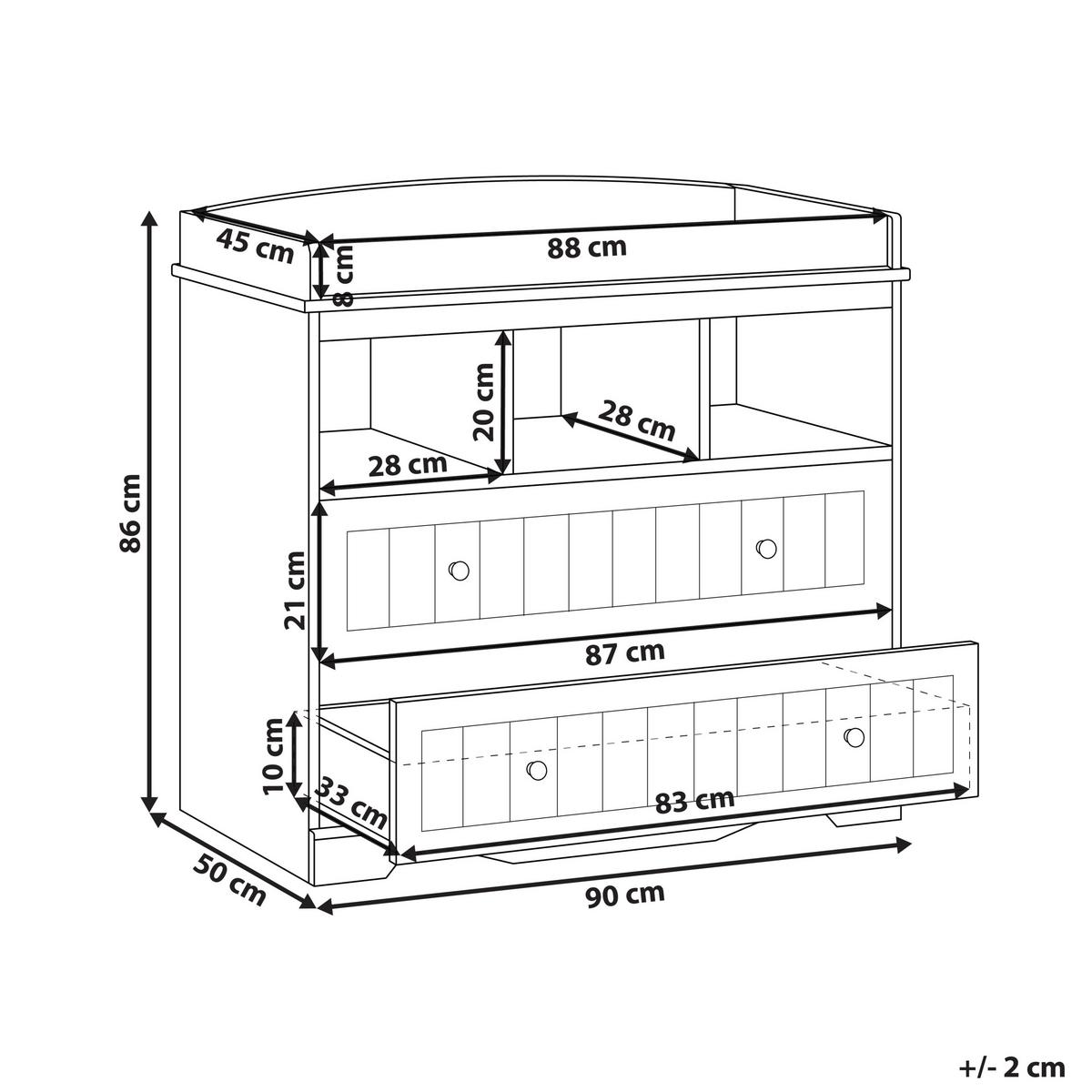 WICKELKOMMODE VIRDEN Weiß - Weiß, Holzwerkstoff (90/86/50cm) - Beliani