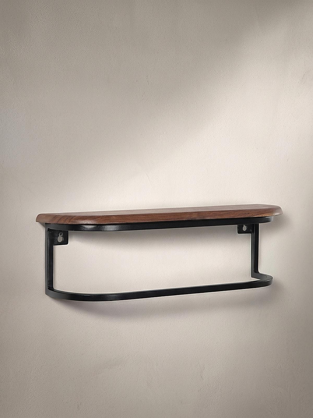 WANDREGAL Massivholz Metall Industrial Stil 50x15x13 cm - Schwarz/Braun, Holz/Metall (50/15/13cm) - KADIMA DESIGN