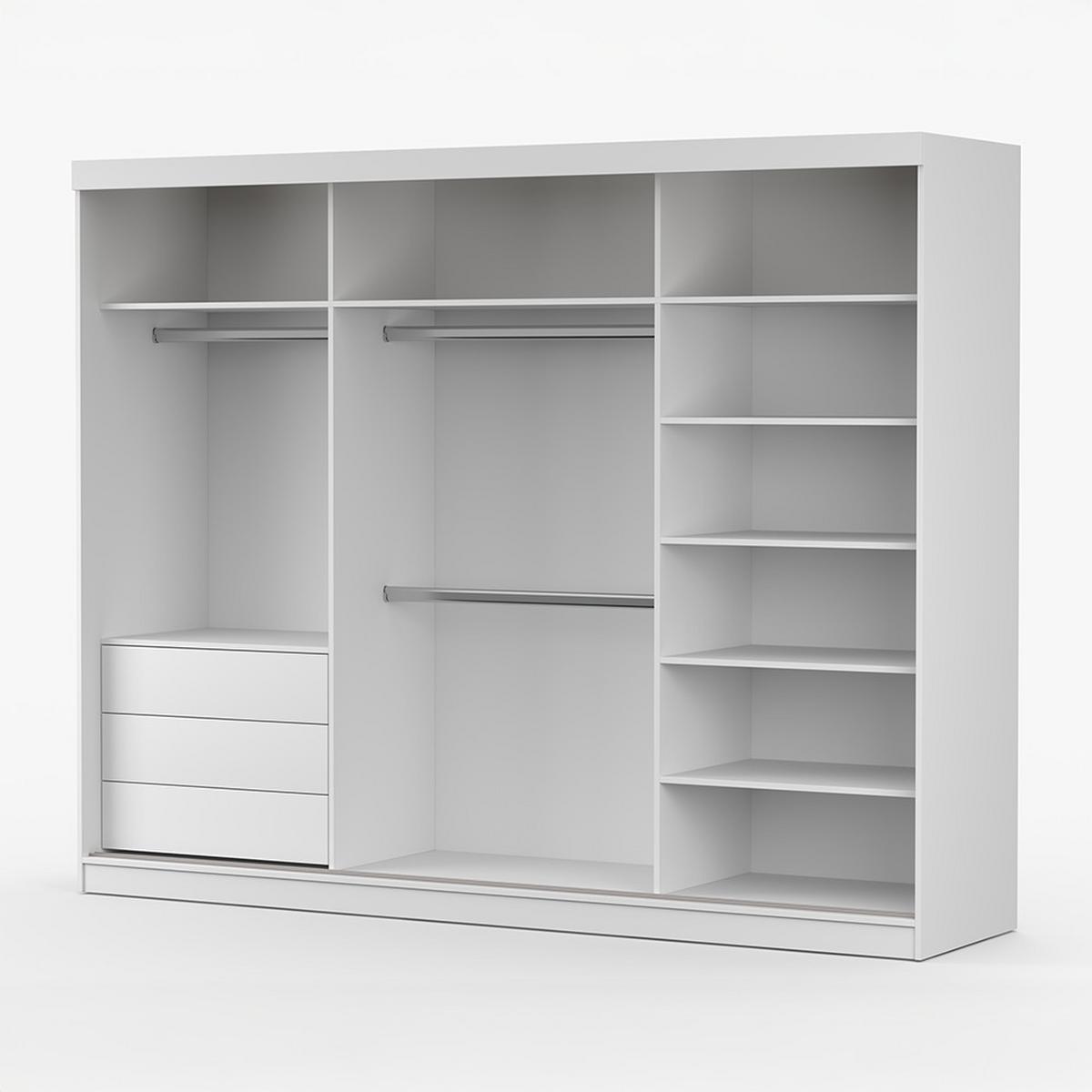 KLEIDERSCHRANK Milan 250 cm, 250/215/64, 3-türig, weiß - Weiß, Holzwerkstoff (250/215/64cm) - imoebel24