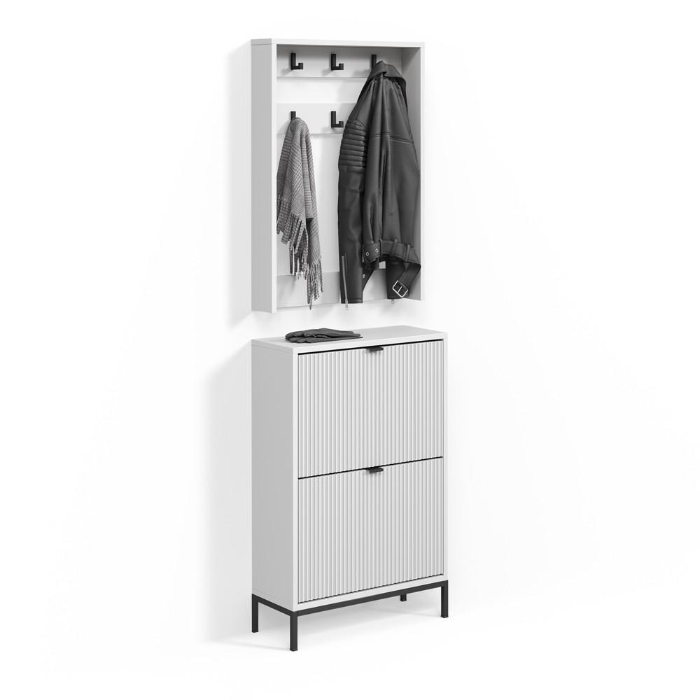 GARDEROBE Aterno Weiß Set, 2 Teile - Weiß, Holzwerkstoff (60/92/24cm) - Livinity®