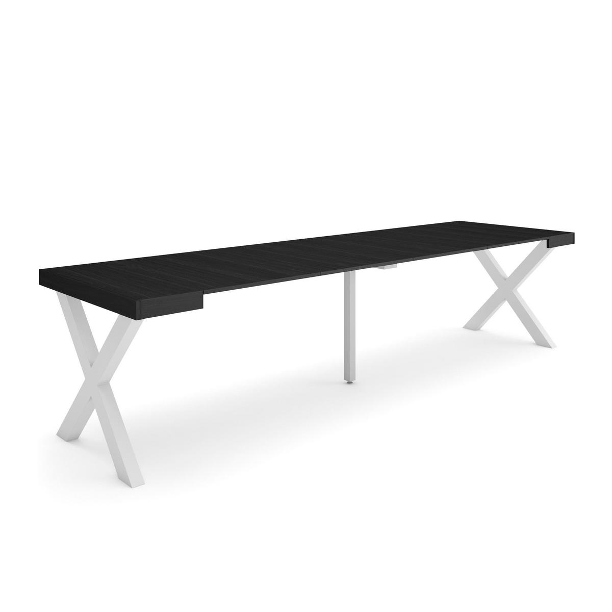 ESSTISCH ausziehbar 58 bis 302cm, für 14 Gäste, schwarz, 58/90/73cm - Schwarz, Holzwerkstoff (90/302/73cm) - Skraut Home
