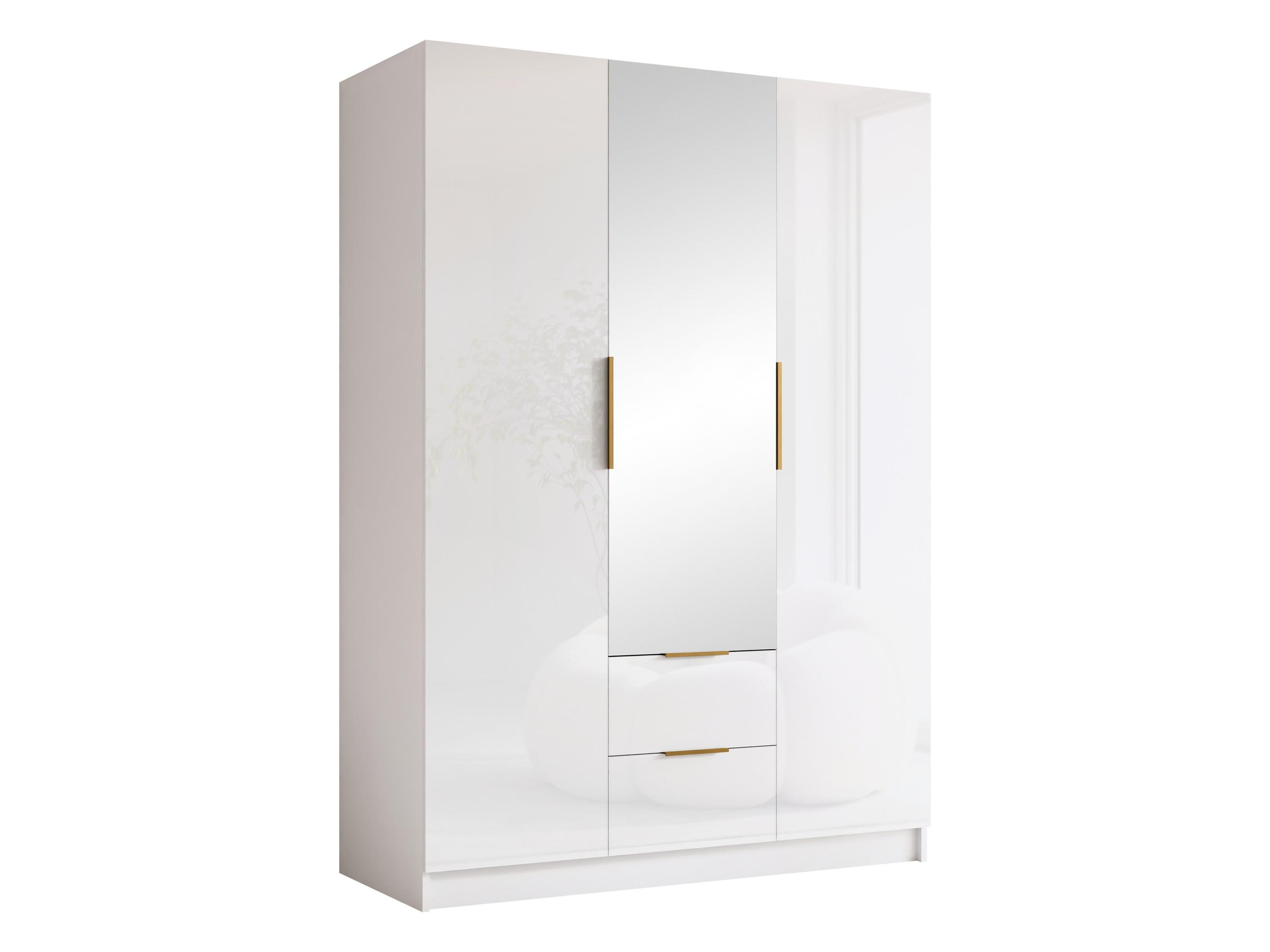 KLEIDERSCHRANK Calwi II Gloss - Weiß Hochglanz/Goldfarben, Holzwerkstoff/Kunststoff (150/216/60cm) - MIRJAN24
