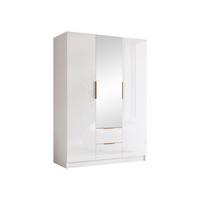 KLEIDERSCHRANK Calwi II Gloss - Weiß Hochglanz/Goldfarben, Holzwerkstoff/Kunststoff (150/216/60cm) - MIRJAN24