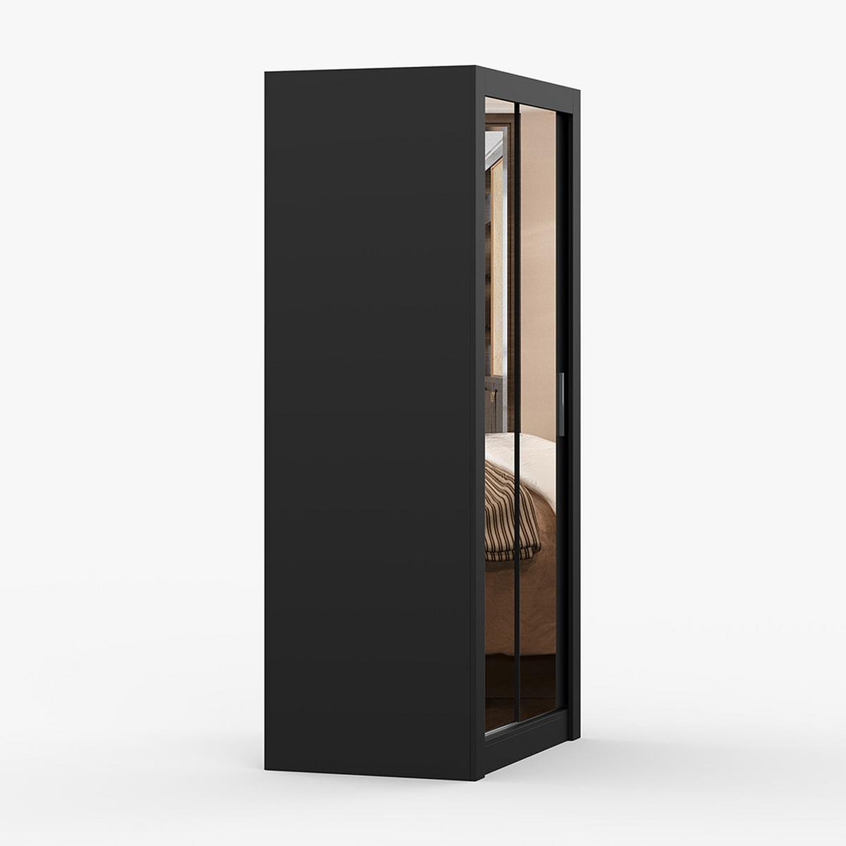 KLEIDERSCHRANK Milan 100 cm, 100/200/64, 2-türig, schwarz - Schwarz, Holzwerkstoff (100/200/64cm) - imoebel24