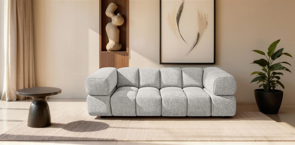 SOFA 3-sitzer Blanche In Puente - Hellgrau, Holzwerkstoff/Textil (240/70/96cm) - Fun Möbel