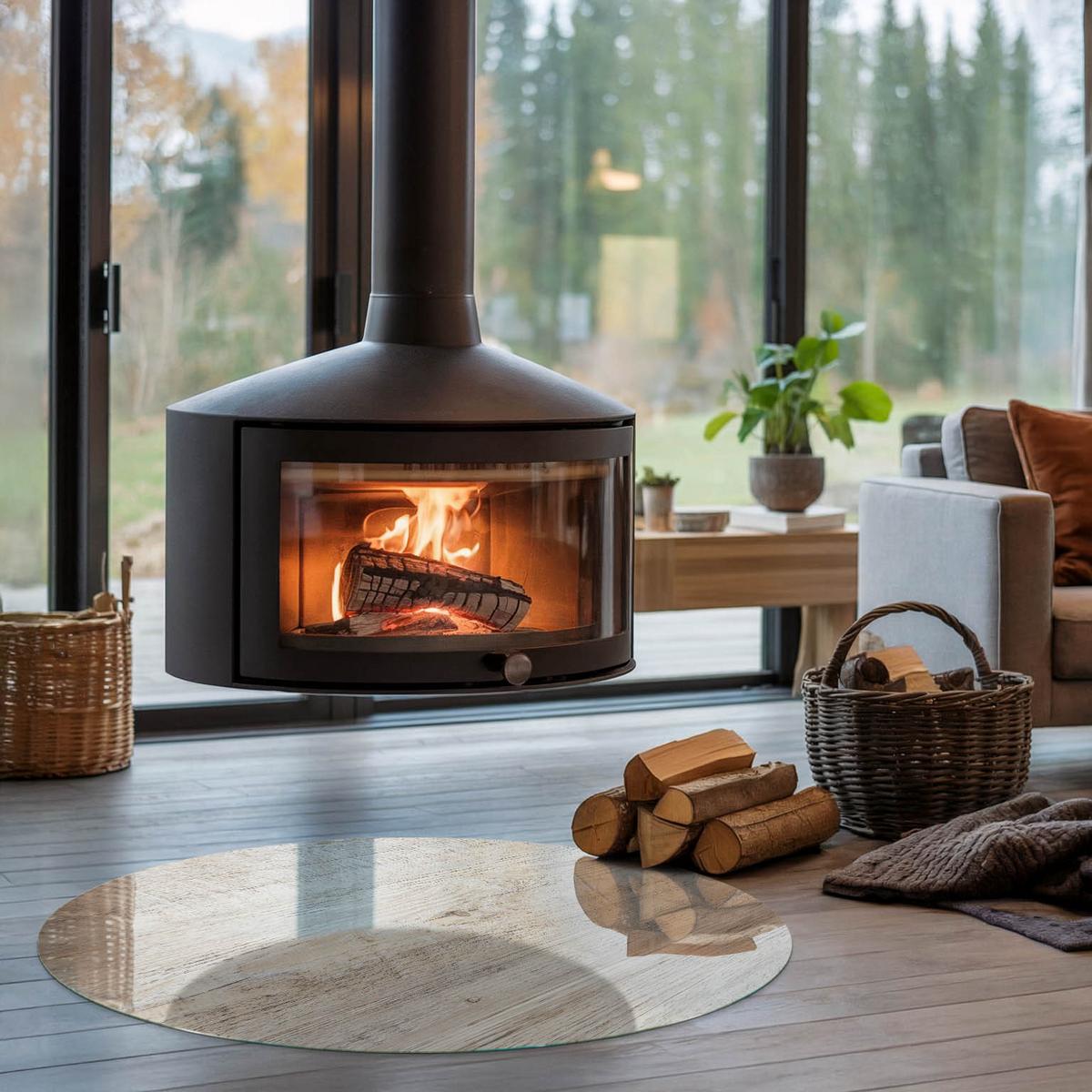 GLASPLATTE für Kamin Ø 100 cm - Beige, Glas (100/100/0.4cm) - TULUP